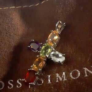Ross and Simons multi gemstone cross vintage pendant.